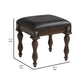 Mady 19 Inch Upholstered Vanity Stool Ornate Trim Deep Espresso Brown By Casagear Home BM293337