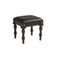 Mady 19 Inch Upholstered Vanity Stool, Ornate Trim, Deep Espresso Brown By Casagear Home