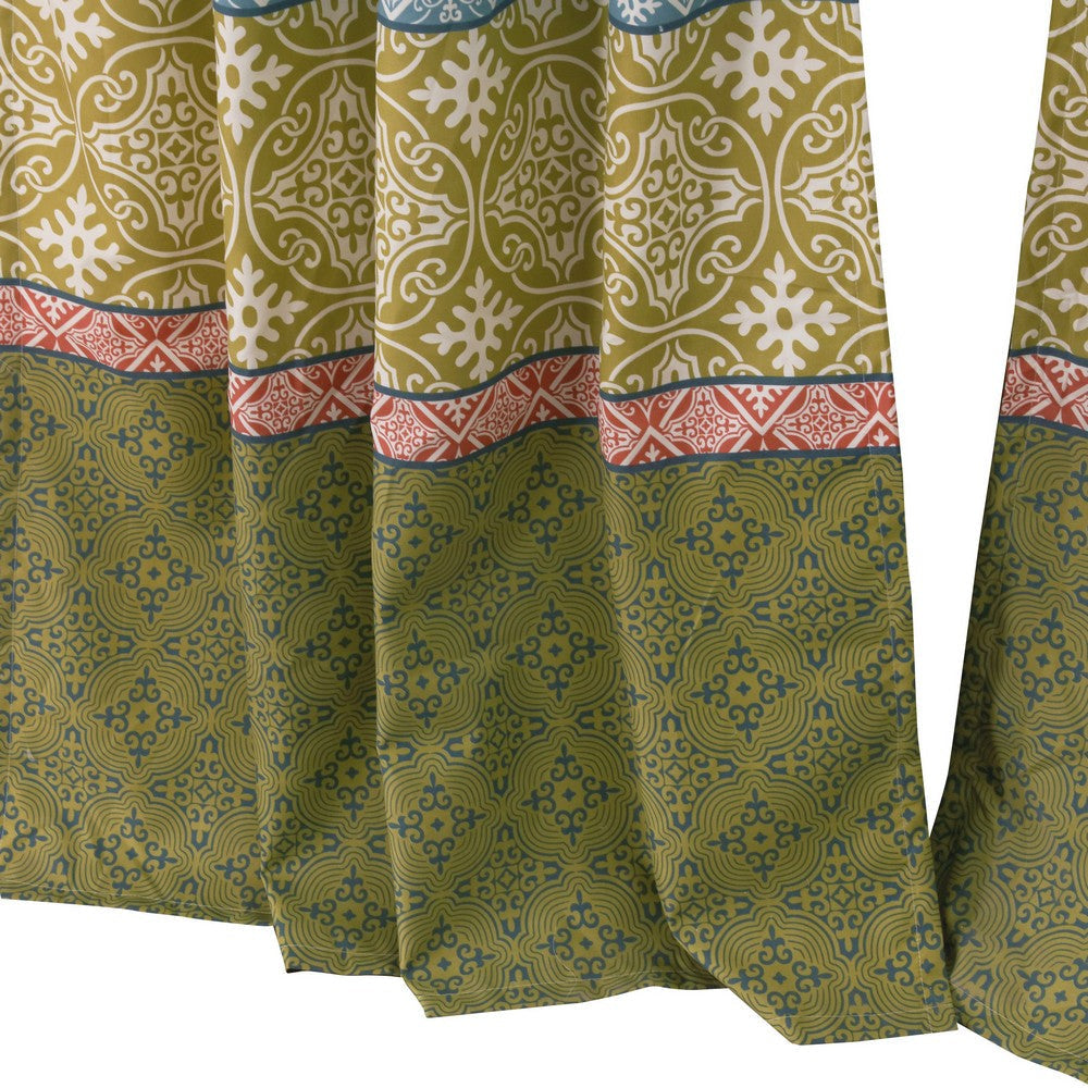 Kaw Set of 2 Panel Curtains Multicolor Geometric Patterns Polyester By Casagear Home BM293433