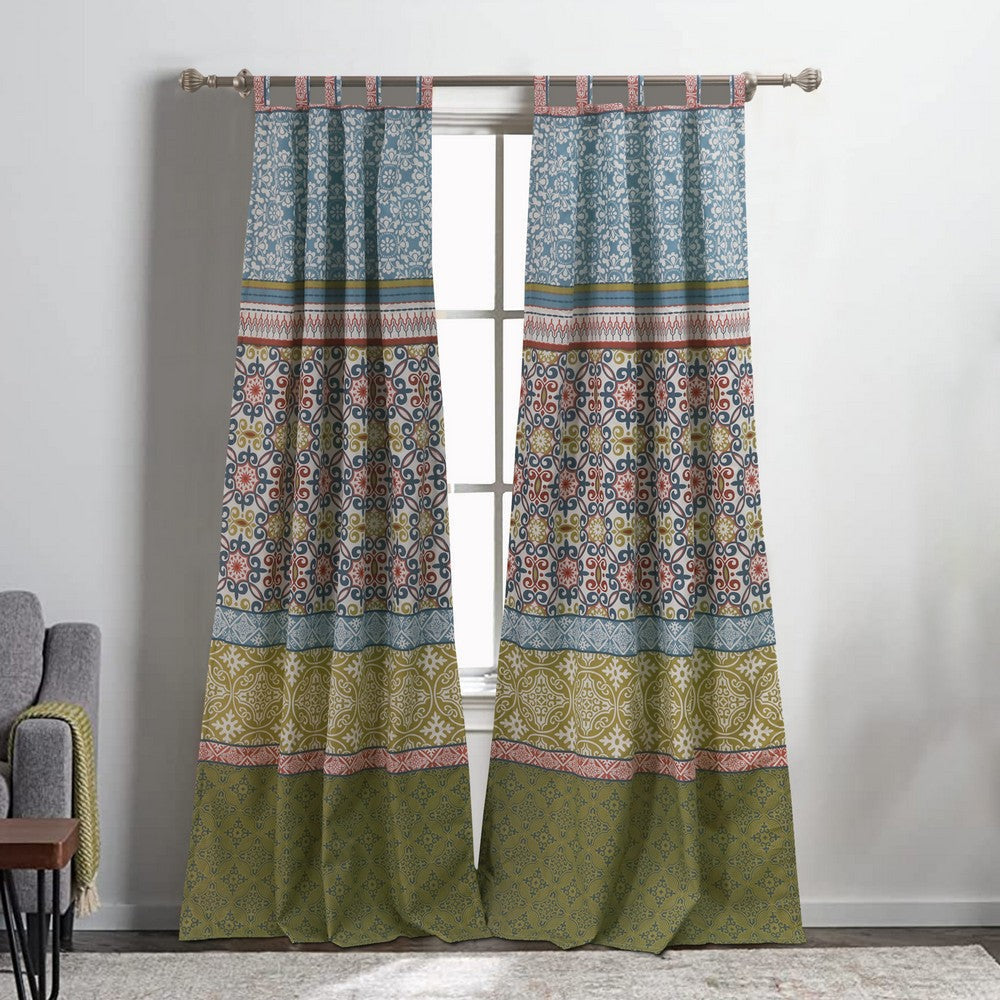 Kaw Set of 2 Panel Curtains Multicolor Geometric Patterns Polyester By Casagear Home BM293433