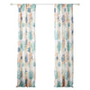 Geo 84 Inch Window Curtains, White Blue Polyester, Seashells Ferns Print By Casagear Home