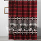 Sofia 72 Inch Bear Shower Curtain Red and Black Plaid Poly Microfiber By Casagear Home BM293440