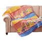 Lio 60 x 50 Quilted Ruffled Throw Blanket, Polyester Fill, Multicolor By Casagear Home