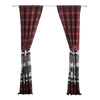 Sofia 84 Inch Bear Panel Curtains Poly Microfiber Red and Black Plaid By Casagear Home BM293445