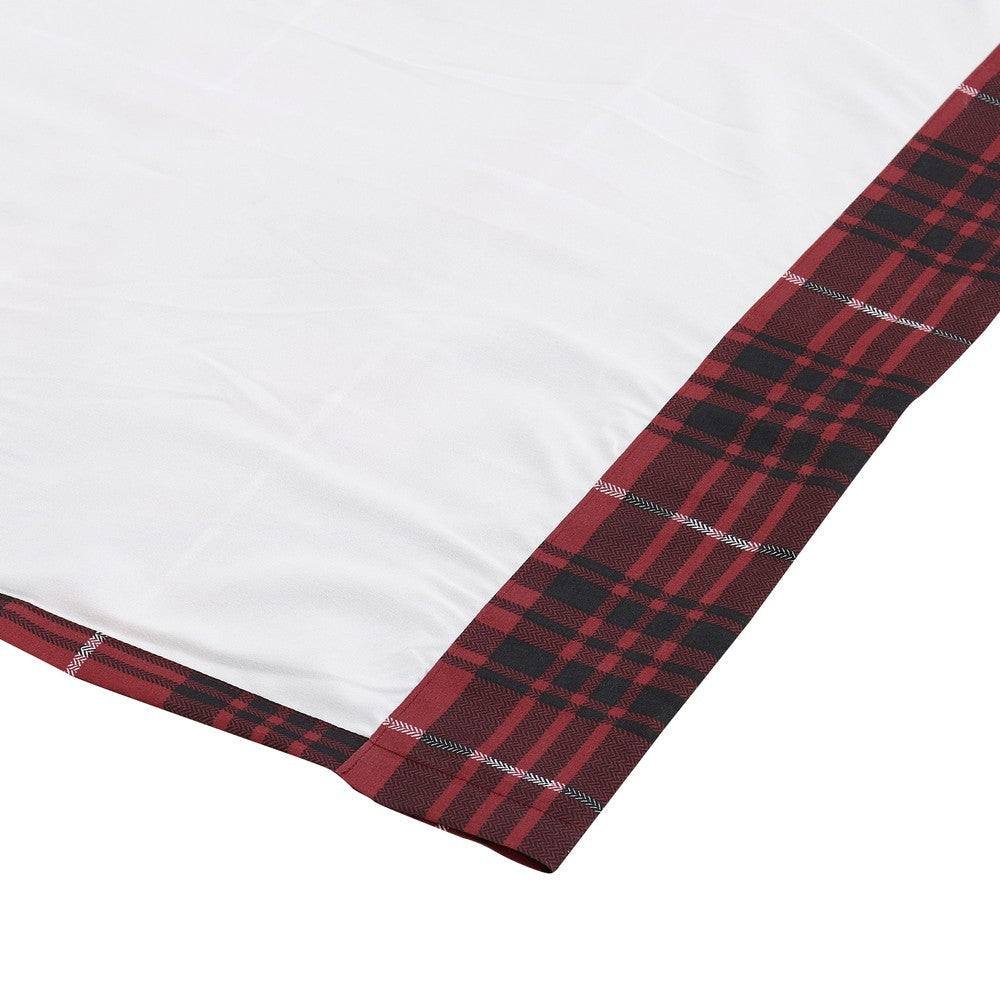 Sofia 84 Inch Bear Panel Curtains Poly Microfiber Red and Black Plaid By Casagear Home BM293445