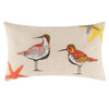 Vira 20 Inch Throw Pillow, Hand Embroidered Shorebirds, Canvas and Linen By Casagear Home