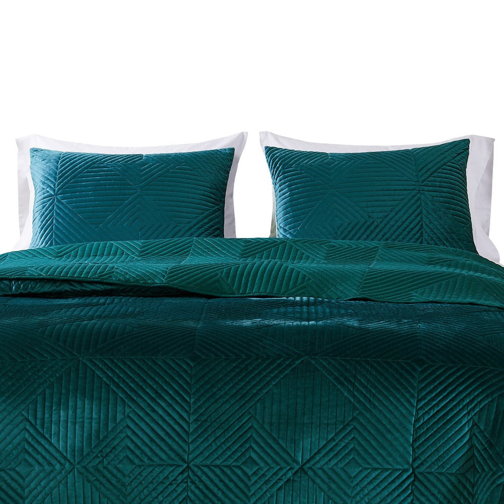 Ahab 36 x 20 King Pillow Sham Polyester Filling Motif Teal Dutch Velvet By Casagear Home BM293459