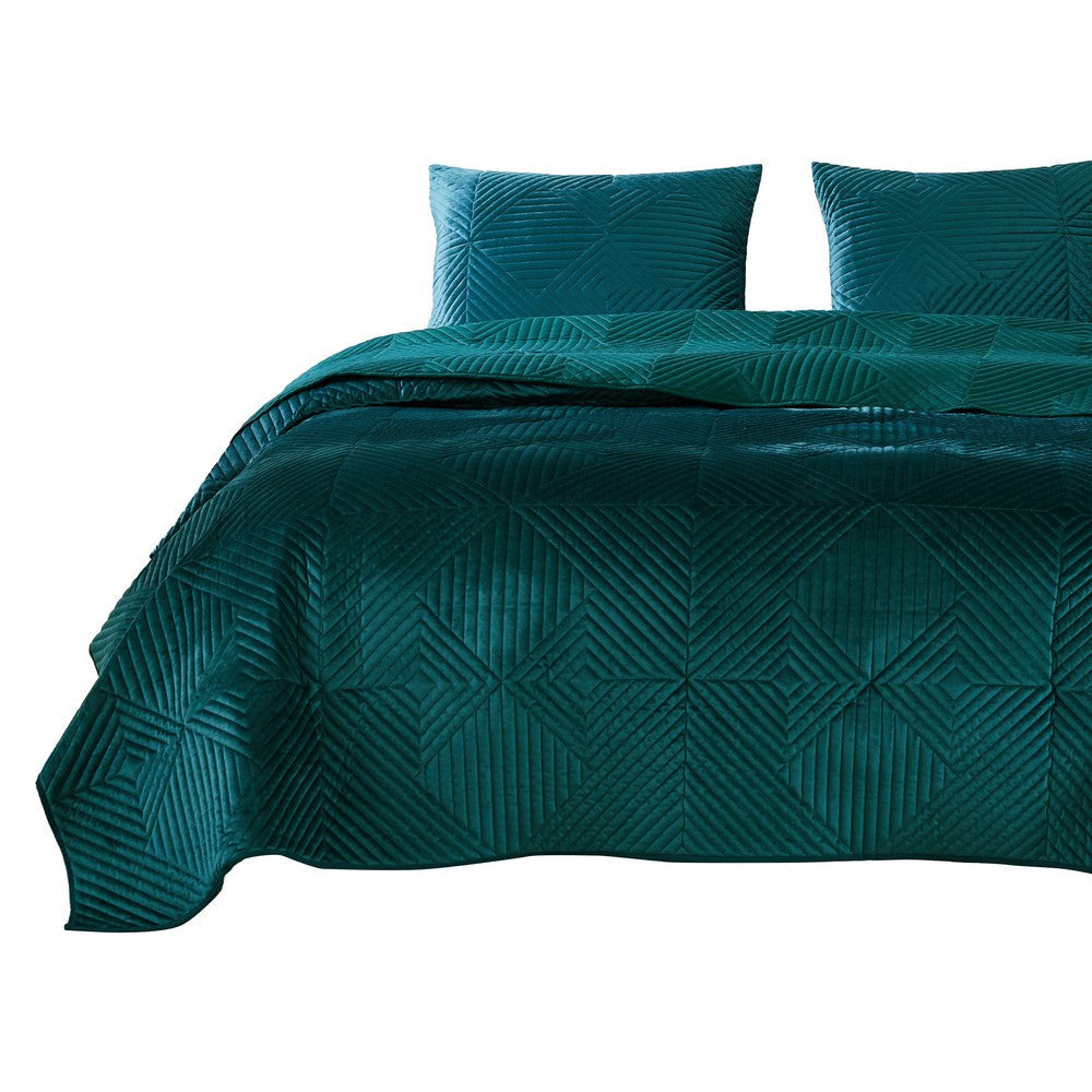 Ahab 36 x 20 King Pillow Sham Polyester Filling Motif Teal Dutch Velvet By Casagear Home BM293459