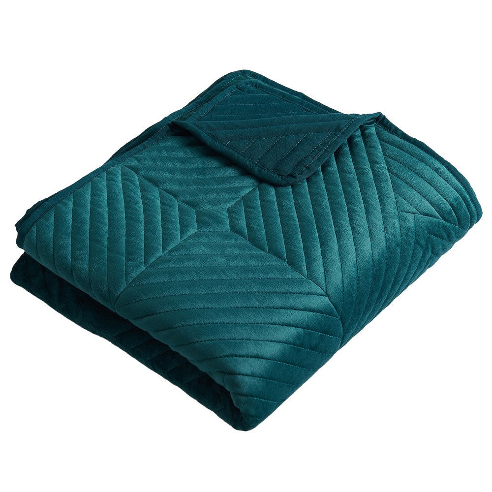 Ahab 60 x 50 Quilted Throw Blanket Polyester Filling Teal Dutch Velvet By Casagear Home BM293464