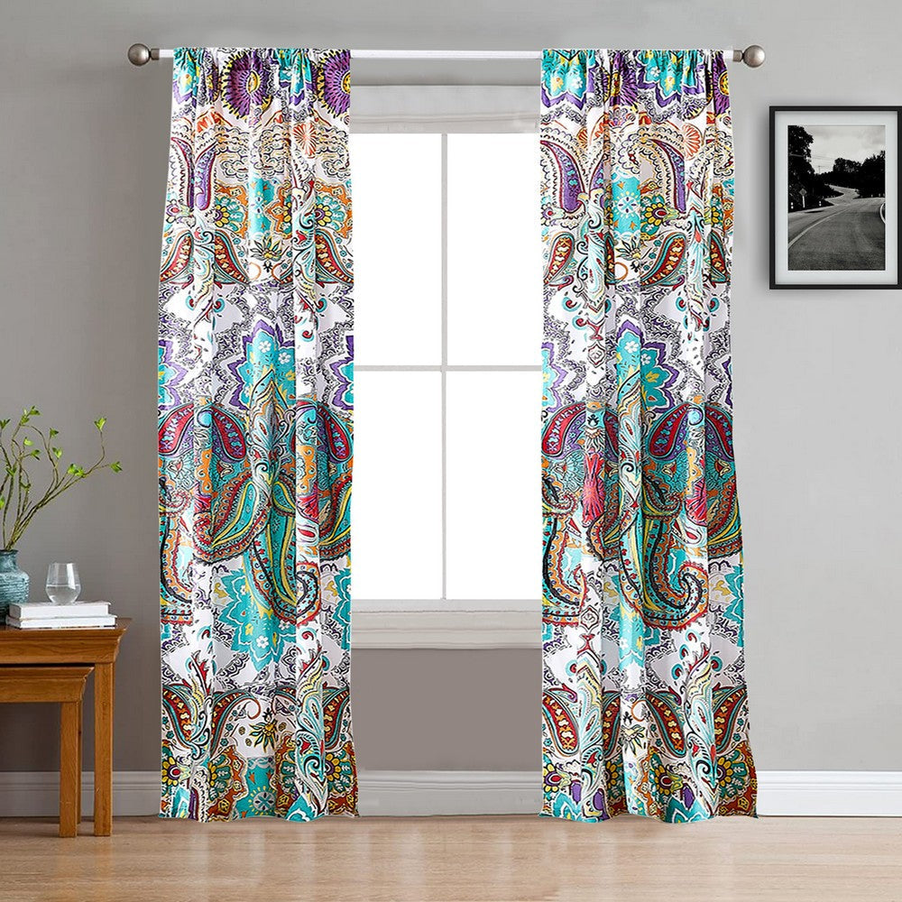 Vana 84 Inch Window Curtains Decorative Paisley Print Design Rod Pockets By Casagear Home BM293467