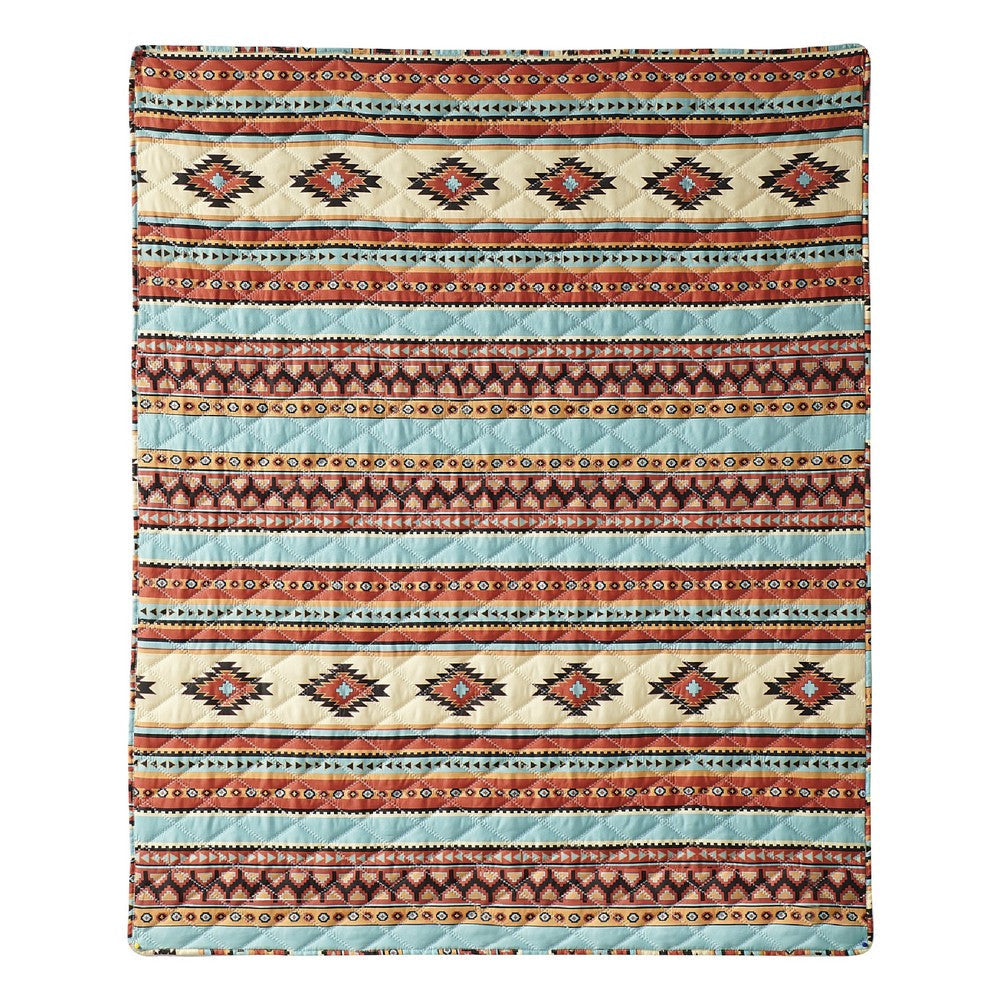 Tagus 60 Inch Throw Blanket Natural Southwest Patterns Machine Quilted By Casagear Home BM293468