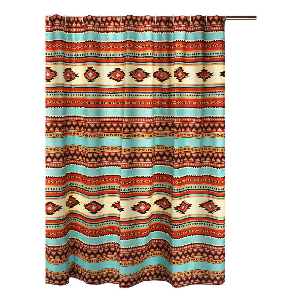 Tagus 72 Inch Shower Curtain Natural Southwest Patterns Button Holes By Casagear Home BM293469