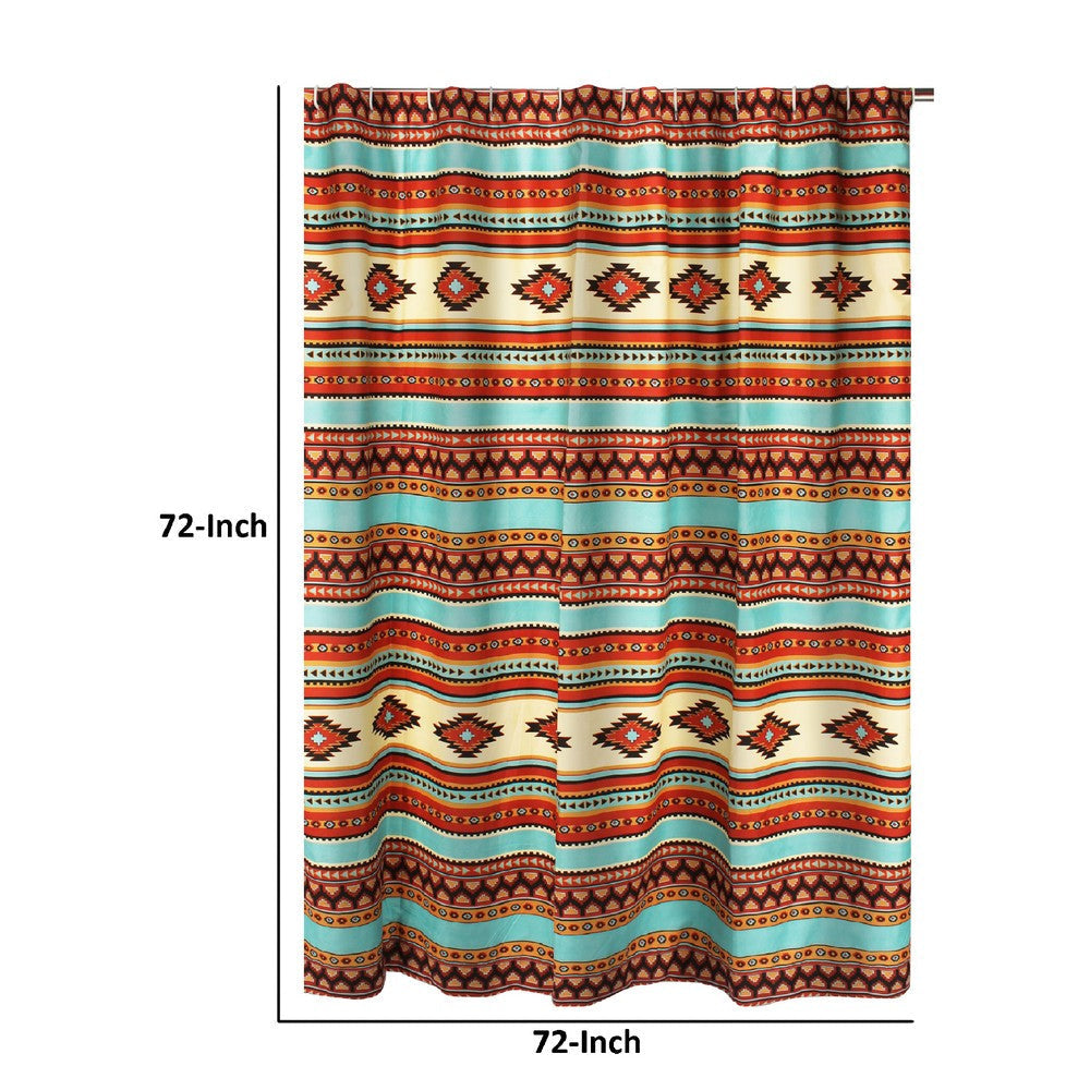 Tagus 72 Inch Shower Curtain Natural Southwest Patterns Button Holes By Casagear Home BM293469