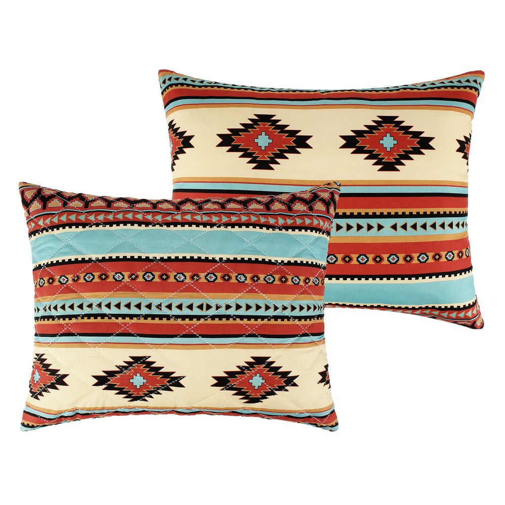 Tagus 36 Inch King Pillow Sham, Natural Southwest Patterns, Side Zippers By Casagear Home