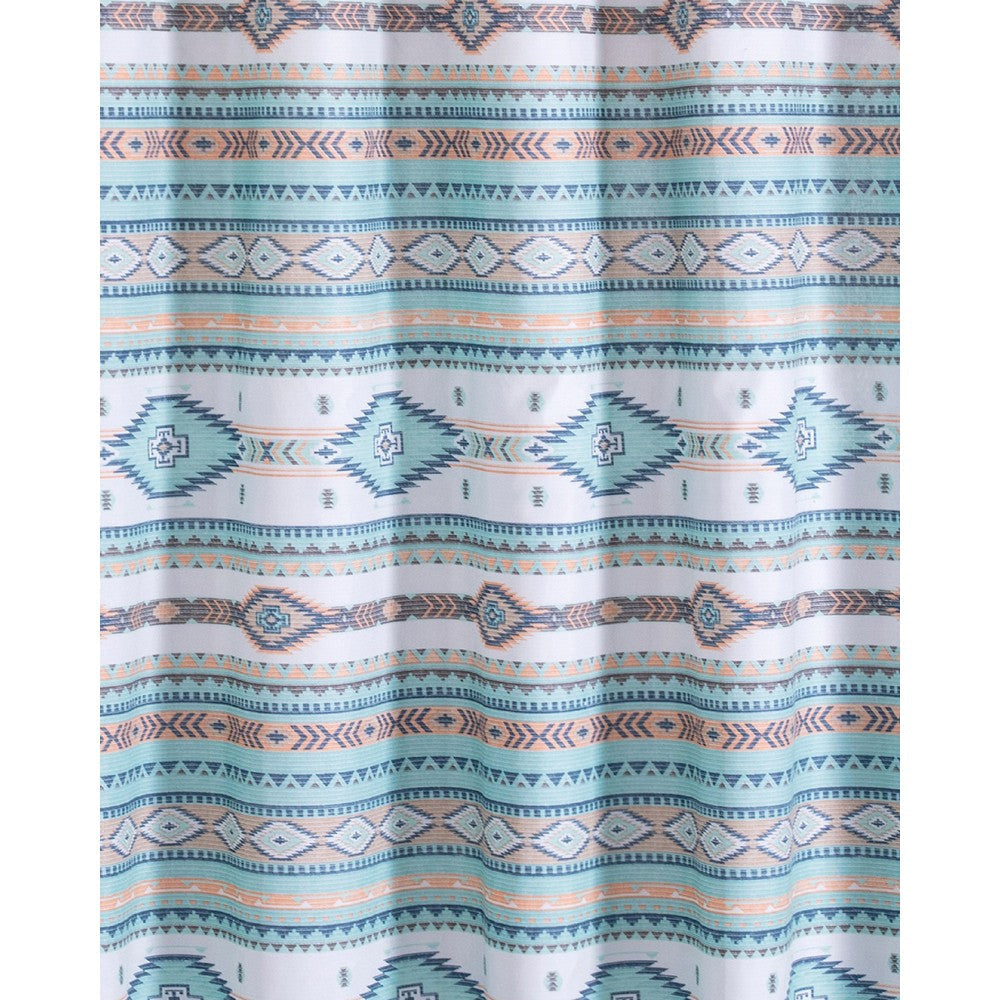 Kiev 72 Inch Shower Curtain Microfiber Blue Southwest Design Button Holes By Casagear Home BM293472