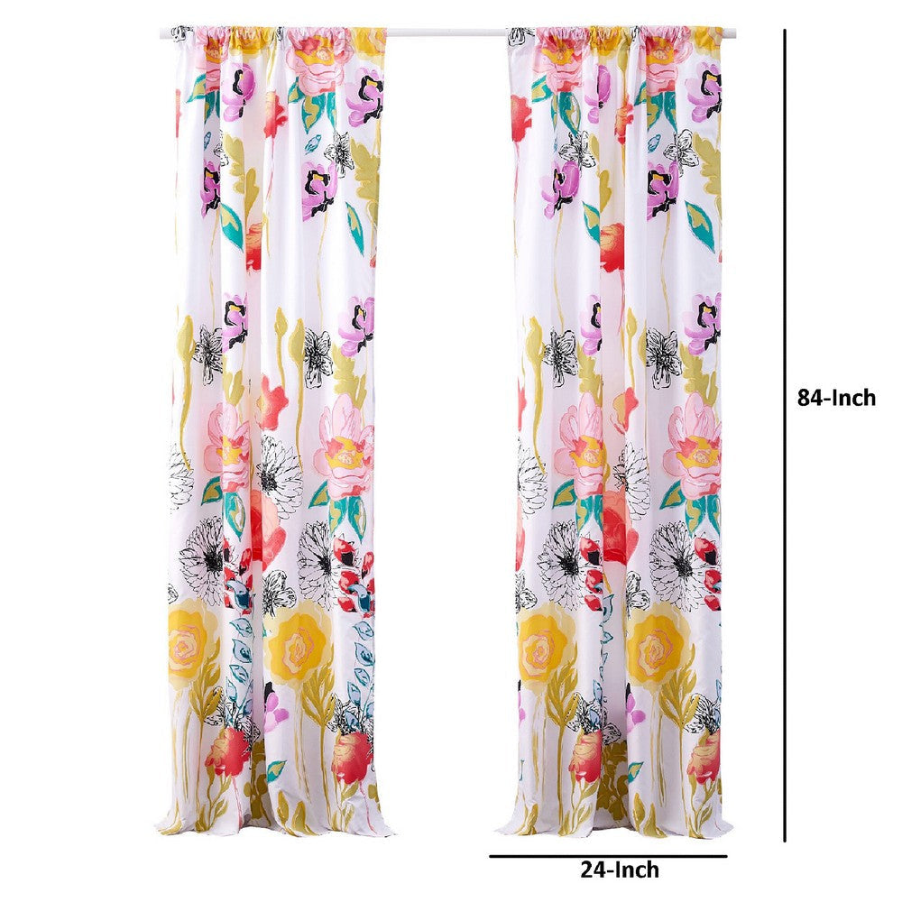 Minsk 84 Inch Window Panel Curtains Bright Flower Patterns Vibrant Colors By Casagear Home BM293481