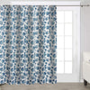 Riga 72 Inch Shower Curtain Blue Seashells Print Button Holes Microfiber By Casagear Home BM293486