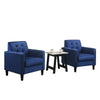 Oz Living Room Set with 2 Velvet Armchairs, Wood Accent End Table, Blue By Casagear Home