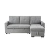 88 Inch Reversible Sleeper Sectional Sofa with Storage Chaise Light Gray By Casagear Home BM293523