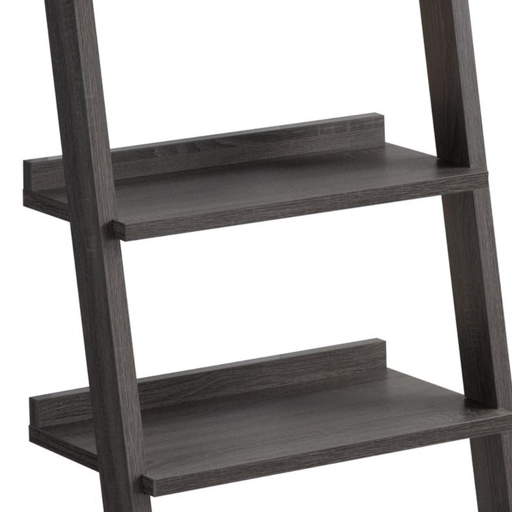 Iker 72 Inch Modern Bookcase with 7 Shelves Ladder Style Distressed Gray By Casagear Home BM293582