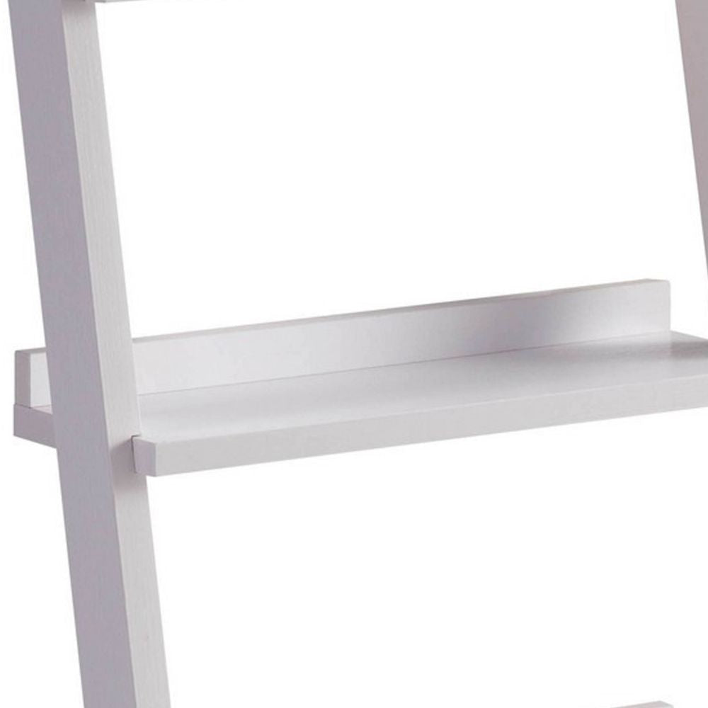 Iker 72 Inch Modern Bookcase with 7 Shelves Ladder Style Crisp White By Casagear Home BM293583