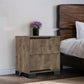 Elbe 33 Inch Modern Nightstand, 2 Gliding Drawers, Dark Oak Veneer Finish By Casagear Home