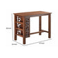 Bada 47 Inch Rectangular Bar Table with 3 Shelves and Metal Accents Brown By Casagear Home BM293800