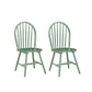 Irvin 18 Inch Modern Dining Chairs, Round Spindle Backs, Set of 2, Green By Casagear Home