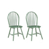 Irvin 18 Inch Modern Dining Chairs, Round Spindle Backs, Set of 2, Green By Casagear Home