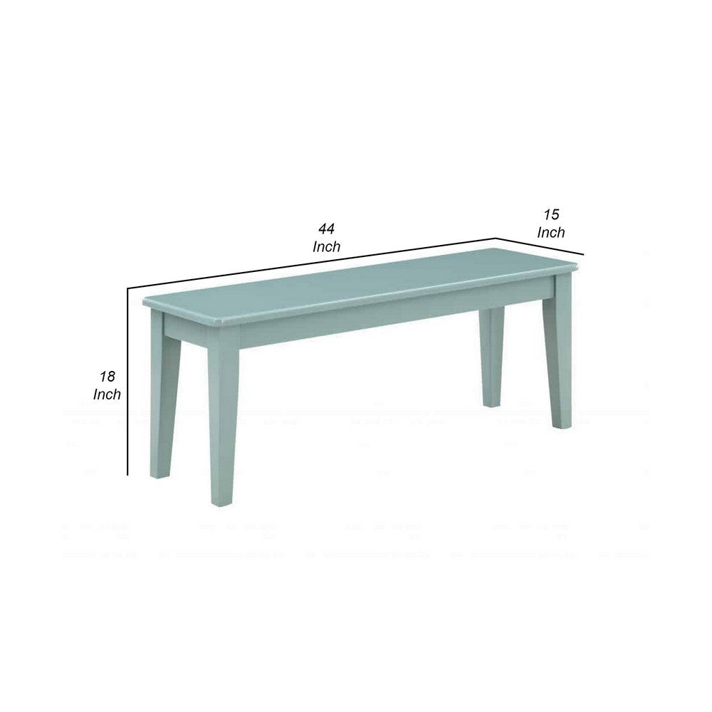 Bray 44 Inch Modern Rectangular Dining Bench Tapered Legs Teal Blue By Casagear Home BM293816