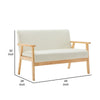 Gala 45 Inch Modern Loveseat Bench Ivory Fabric Natural Brown Wood Frame By Casagear Home BM293960