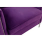 Zion 73 Inch Modern Sofa Button Tufted Purple Velvet with Nailhead Trim By Casagear Home BM293966