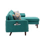 Ranon 70 Inch Sectional Chaise Sofa Pillows USB Ports Side Pockets Teal By Casagear Home BM293971