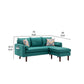 Ranon 70 Inch Sectional Chaise Sofa Pillows USB Ports Side Pockets Teal By Casagear Home BM293971