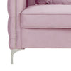 Zion 53 Inch Modern Loveseat Button Tufted Pink Velvet with Nailhead Trim By Casagear Home BM293977