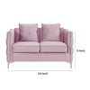 Zion 53 Inch Modern Loveseat Button Tufted Pink Velvet with Nailhead Trim By Casagear Home BM293977