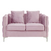 Zion 53 Inch Modern Loveseat, Button Tufted Pink Velvet with Nailhead Trim By Casagear Home