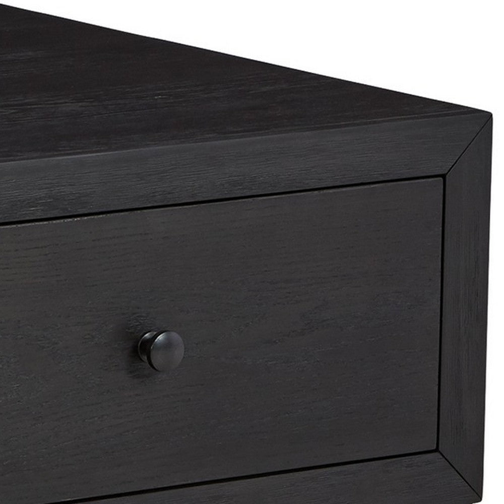 55 Inch Rectangular Coffee Table 4 Large Drawers Wire Brushed Black Finish By Casagear Home BM293988