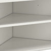 Tio 29 Inch Corner Bookcase Console with 2 Shelves Triangle Shaped White By Casagear Home BM293999