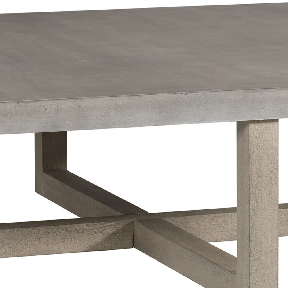 Lizi 52 Inch Square Coffee Table Hand Done Faux Concrete Finish Wood By Casagear Home BM294048