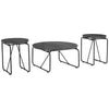 Modern 3 Piece Coffee Table Set with Side Tables, Metal Base, Charcoal By Casagear Home