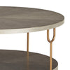 Modern 42 Inch Coffee Table Ash Veneer Metal Frame and Wheels Gold Gray By Casagear Home BM294084