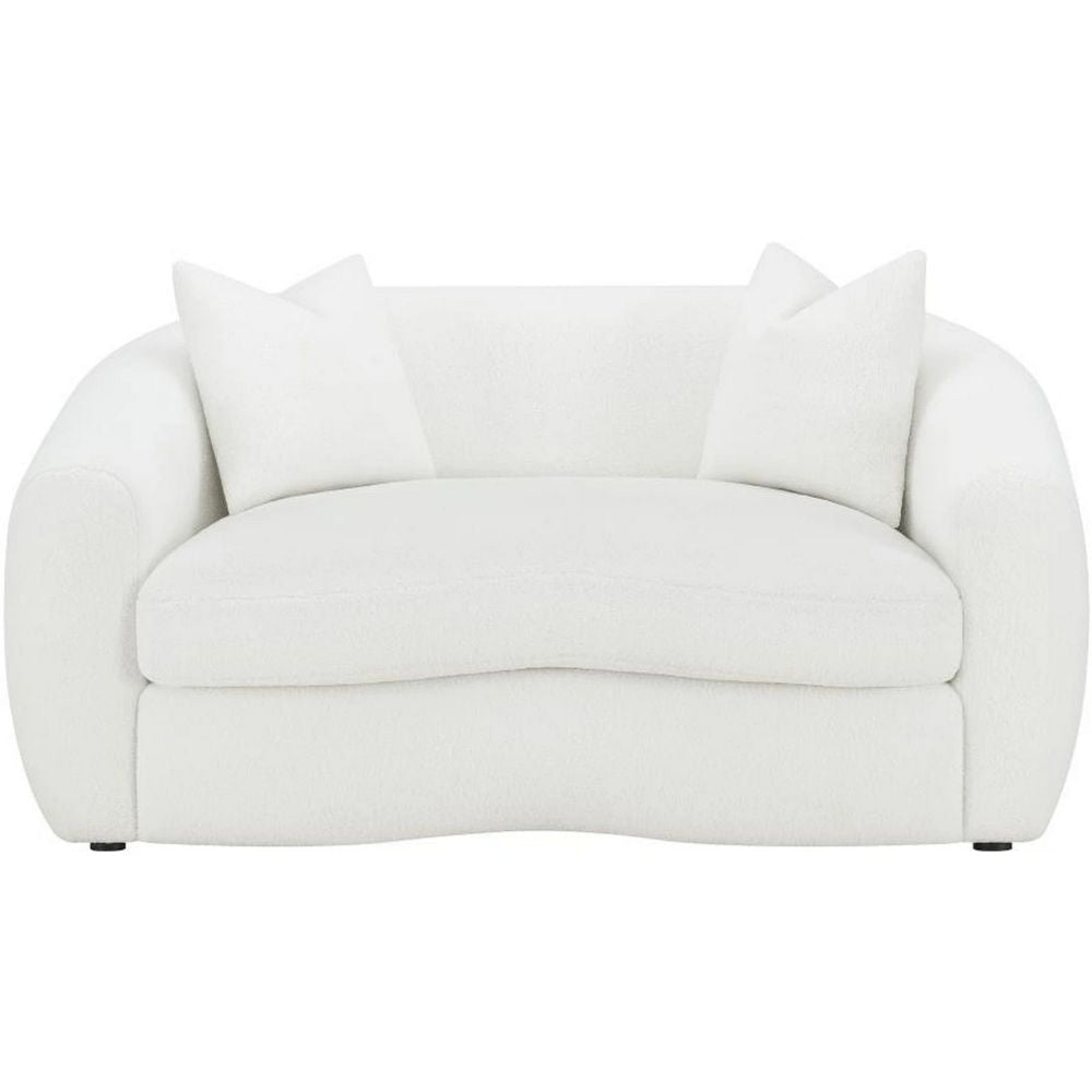 Viola 68 Inch Retro Curved Loveseat Hypoallergenic White Boucle Fabric By Casagear Home BM294108