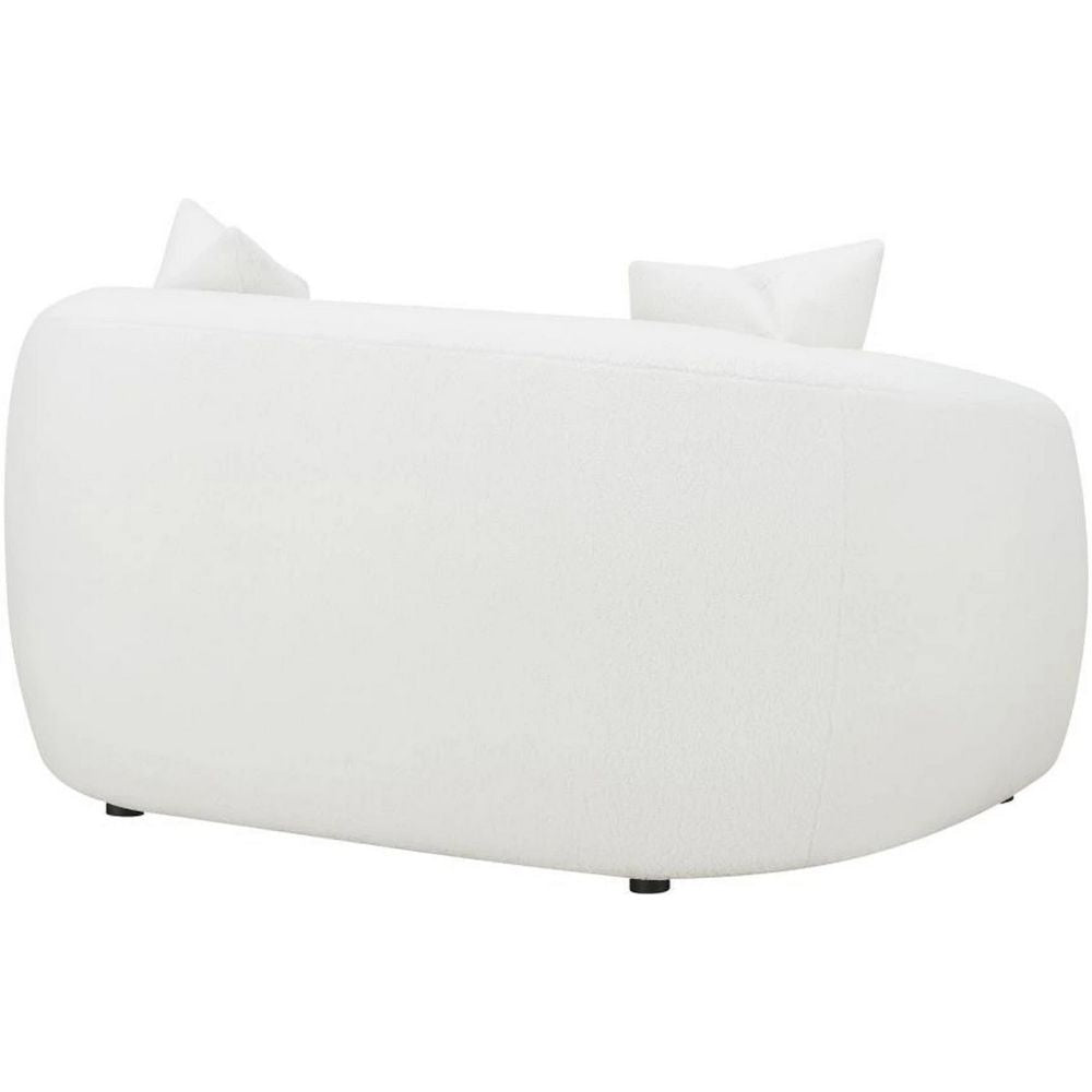 Viola 68 Inch Retro Curved Loveseat Hypoallergenic White Boucle Fabric By Casagear Home BM294108