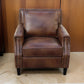 Rich 36 Inch Classic Accent Armchair Nailhead Coffee Brown Grain Leather By Casagear Home BM294155