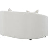 Tia 66 Inch Modern Curved Loveseat 2 Throw Pillows Cream Boucle Fabric By Casagear Home BM294193