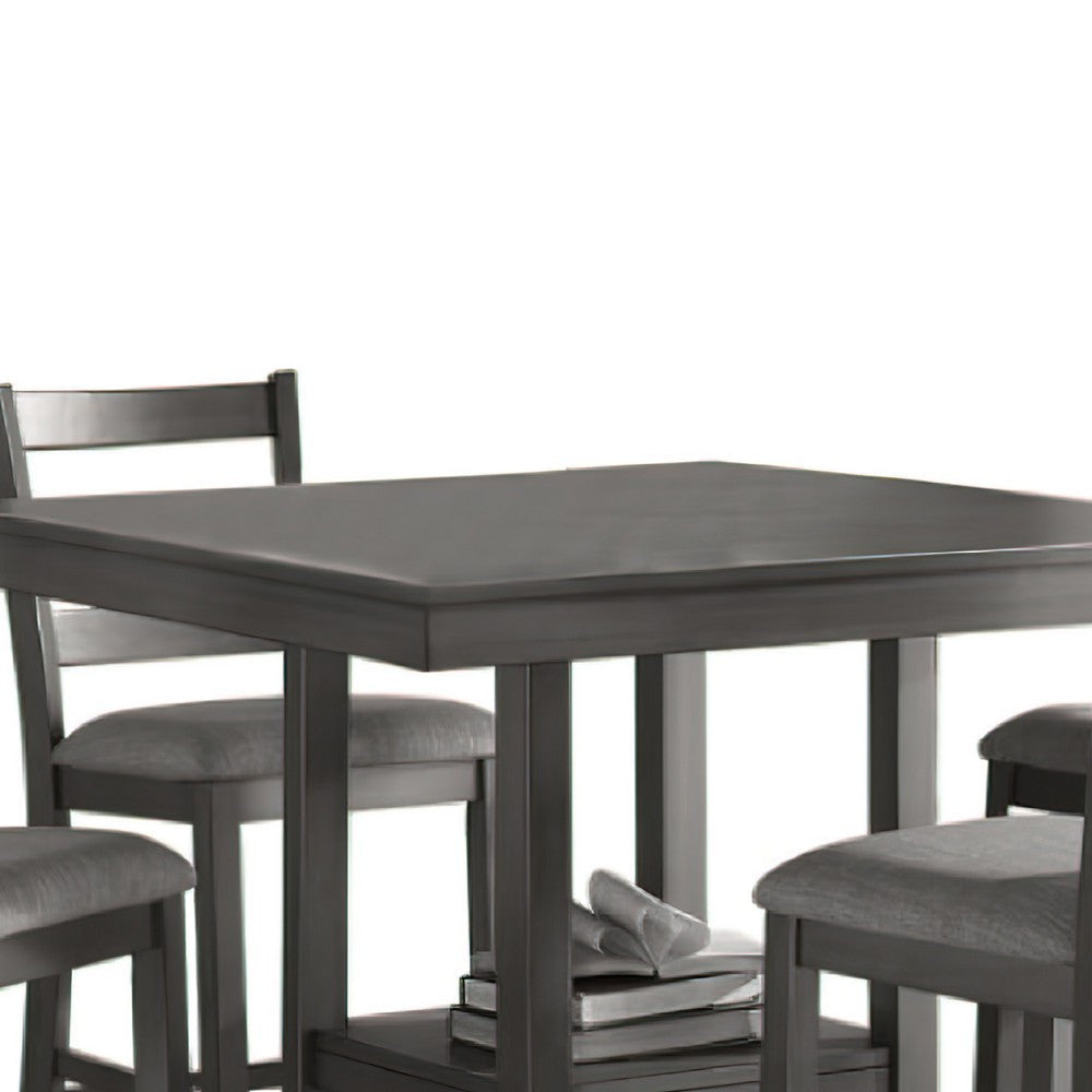 5 Piece Counter Height Dining Set Table and 4 Chairs Padded Seats Gray By Casagear Home BM294271