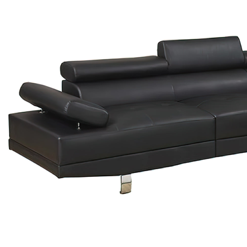 Cree 2 Piece Modern Sectional Sofa with Chaise Adjustable Headrests Black By Casagear Home BM294273