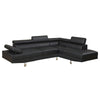 Cree 2 Piece Modern Sectional Sofa with Chaise, Adjustable Headrests, Black By Casagear Home