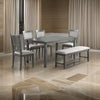 Natali 6 Piece Dining Set with Table 4 Chairs and Bench Foam Filled Gray By Casagear Home BM294278